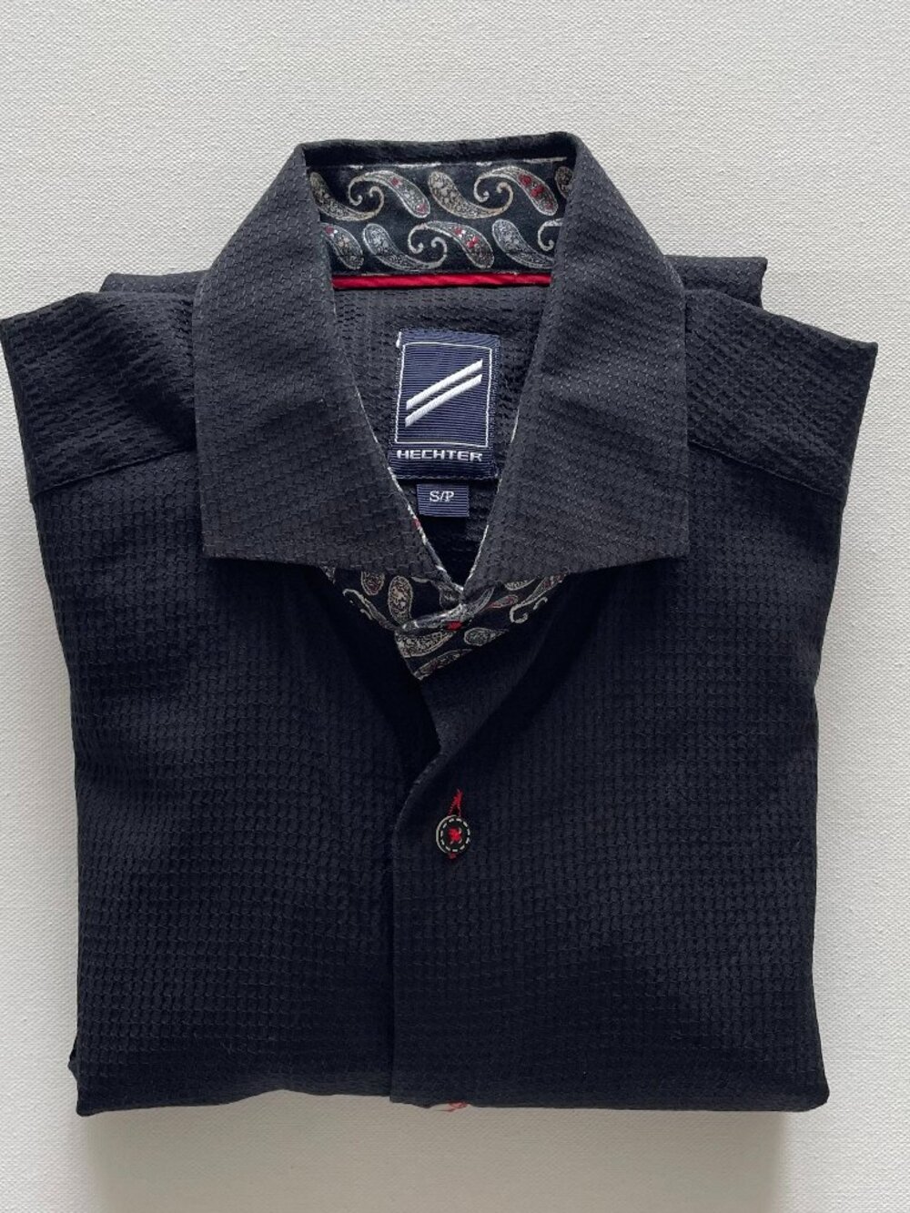 Daniel Hechter Paris Black Textured Dress Shirt | Paisley Contrast